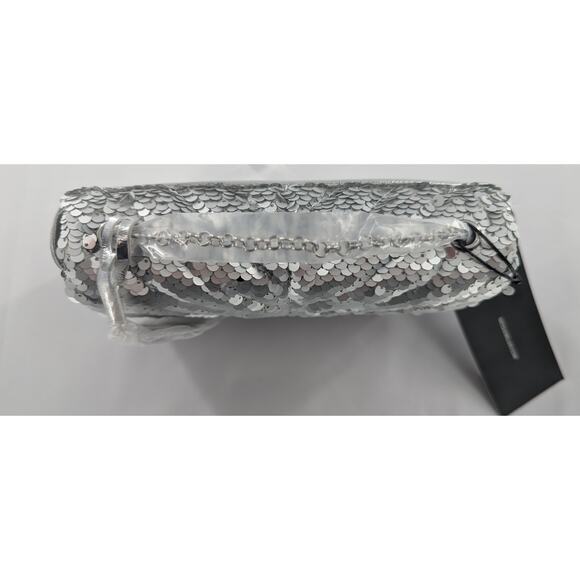 Silver Sequin Shoulder Bag Clutch Purse - Picture 2 of 12